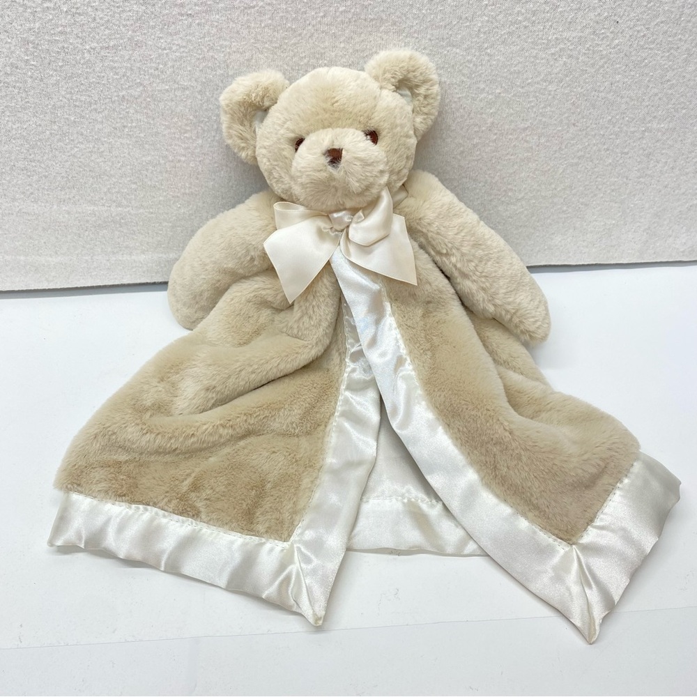 Edgehill Collection Beige/Cream Plush Bear Lovey w/Satin Bow